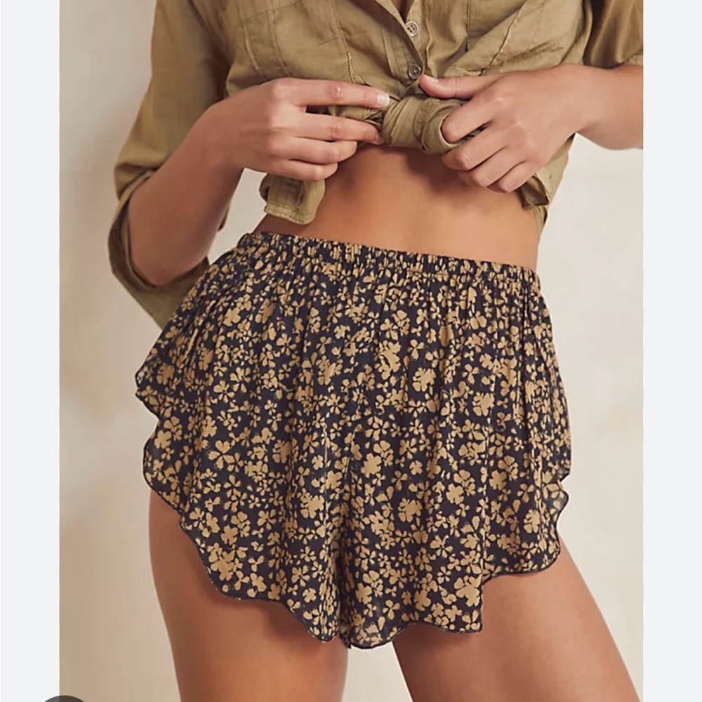 Free People Intimately Outta This World Shorts Dark Black Floral Combo Large L